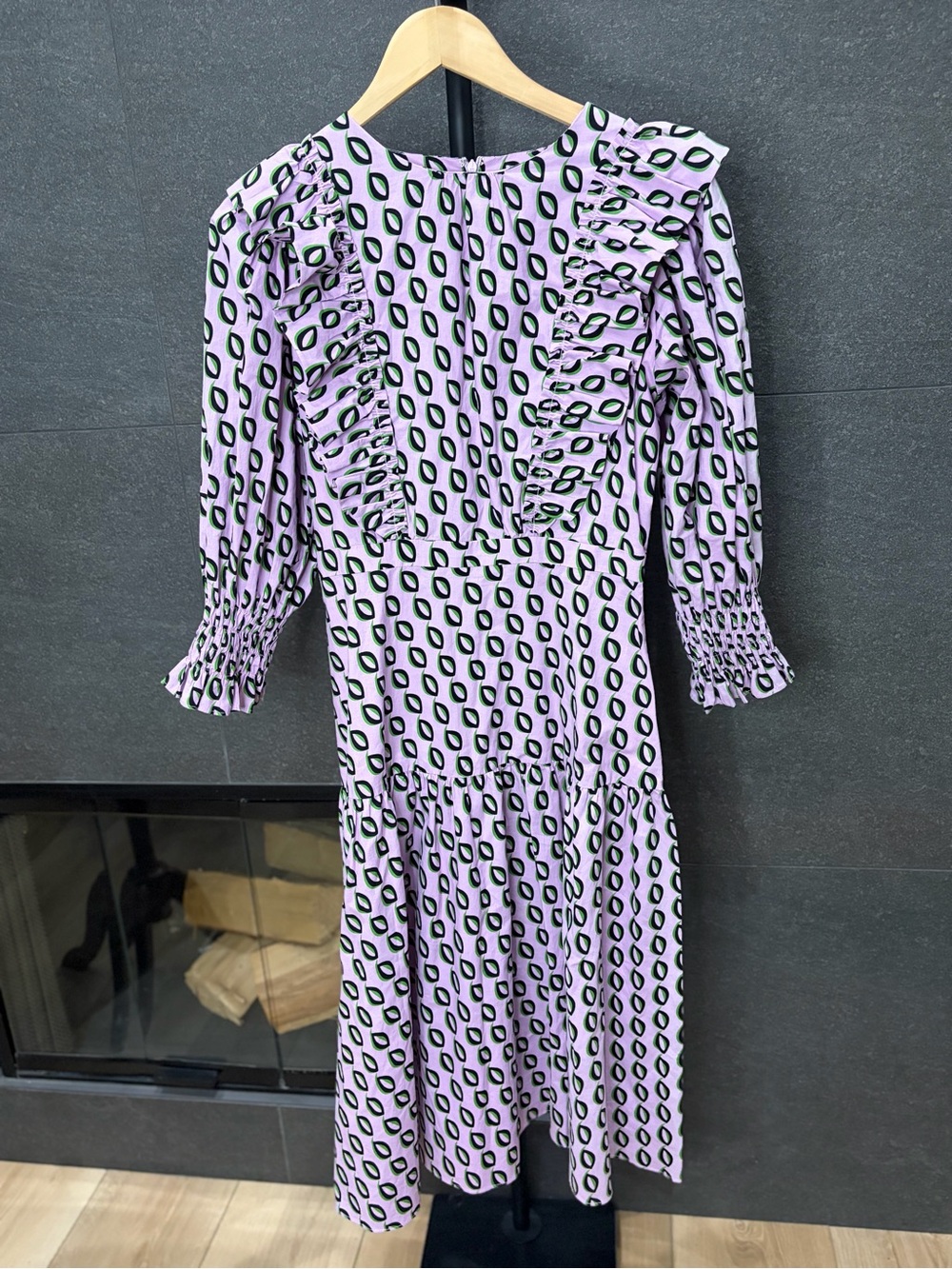 Cynthia Rowley Campbell Geometric Midi Ruffle Dress Size 4 - Picture 13 of 15